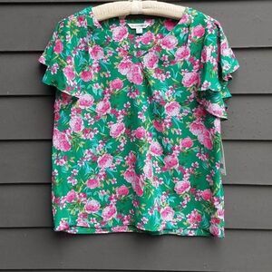 NWT Counterparts Green Pink Floral Top size Medium